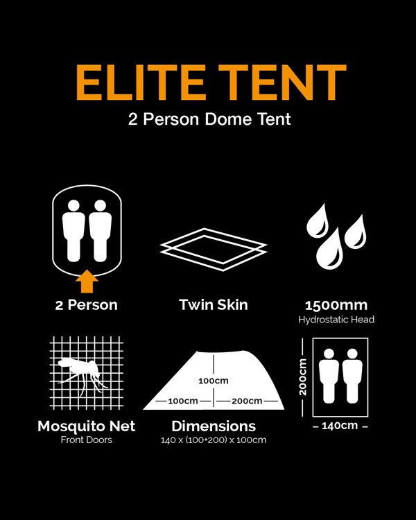 Kombat Elite Tent - Olive Green (2 Person, Twin Skin)