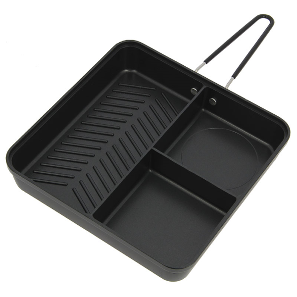 NGT Compact 3 Way Multi Section Frying Pan with Lid and Folding Handle