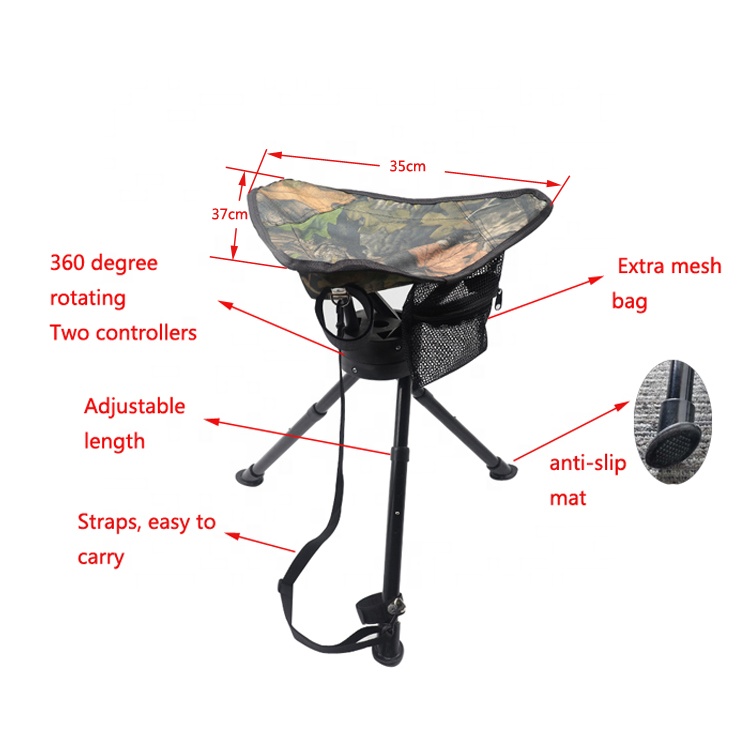 Folding Portable Hunting Triangle Stool 360 Degree Swivel Hunting Chair