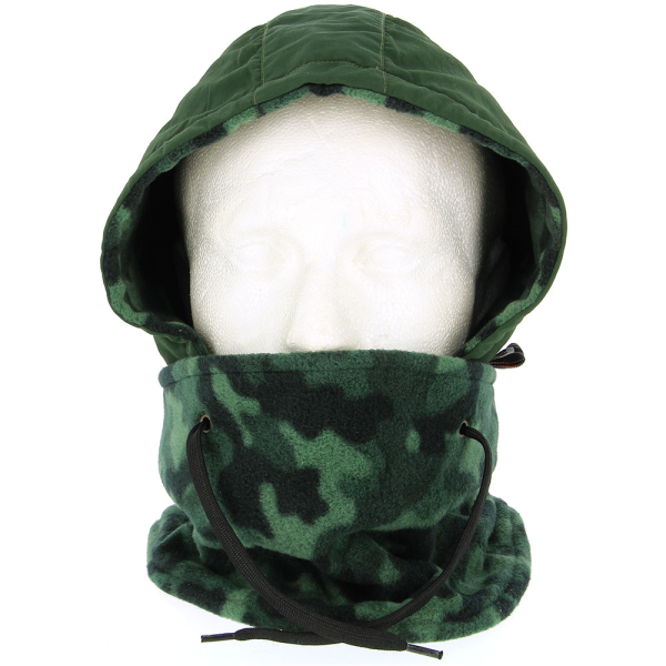 NGT DLX Camo Snood - Fleece Lined Water and Wind Proof Camo Snood with Face Guard