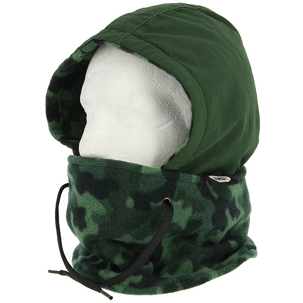 NGT DLX Camo Snood - Fleece Lined Water and Wind Proof Camo Snood with Face Guard