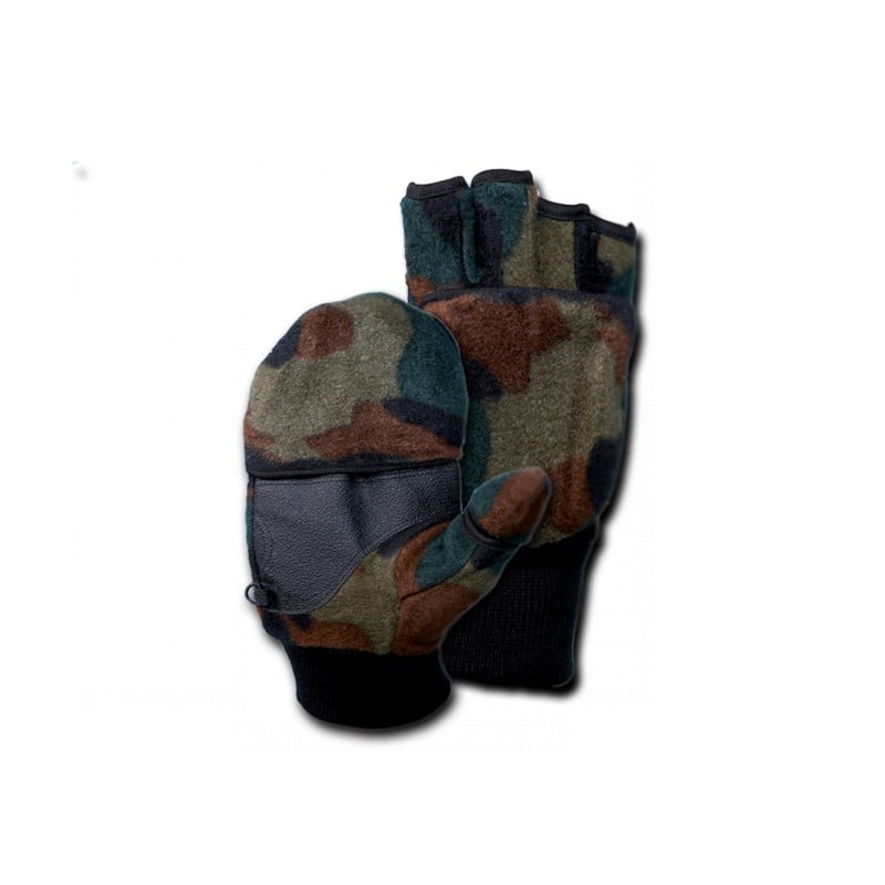 FLEECE LINED GLOVES WITH OPENING FINGERS - WOODLAND