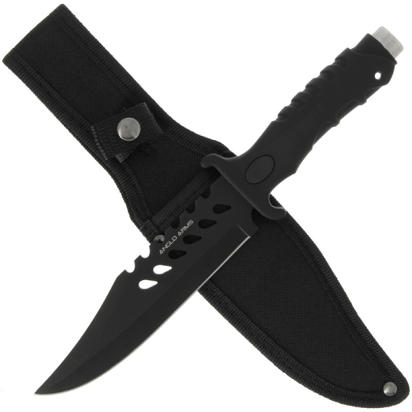 Anglo Arms 10.5'' Knife with Black Rubber Handle and All Black Blade (741)