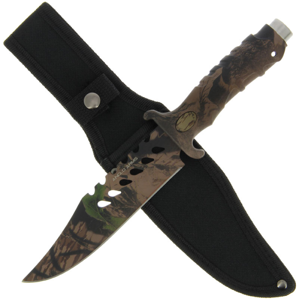 Anglo Arms 10.5'' Knife with Camo Rubber Handle and All Camo Blade (742)