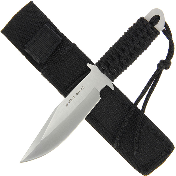 Anglo Arms 7'' Black Laced Knife With Sheath 