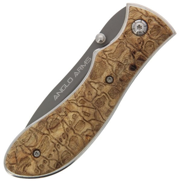 Anglo Arms Lock Knife With Burlwood Carved Handle (998)