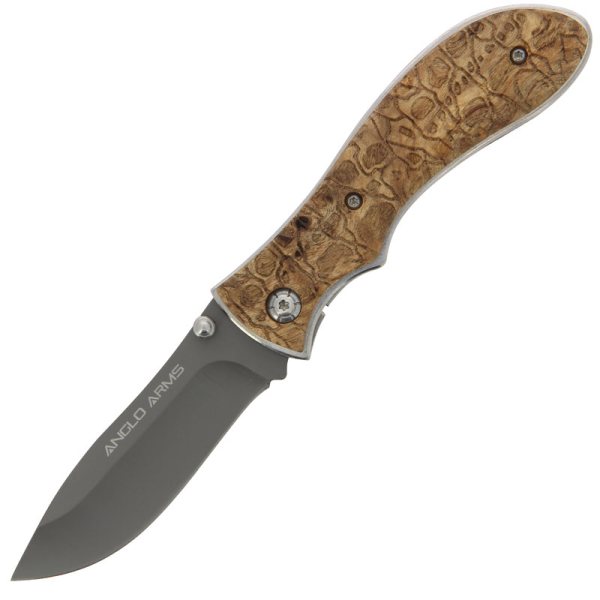 Anglo Arms Lock Knife With Burlwood Carved Handle (998)