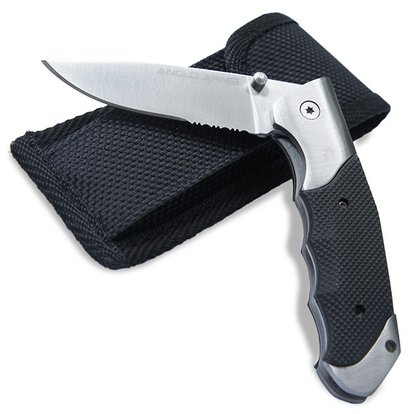 Anglo Arms Lock Knife With Rubber Handle And Nylon Case (288)