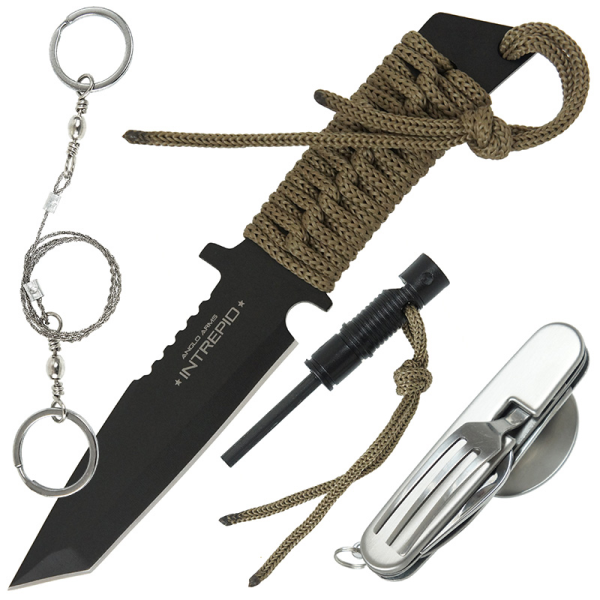 Anglo Arms Survival Set - Fixed Blade Knife, Wire Saw, Multi-tool and fire starter